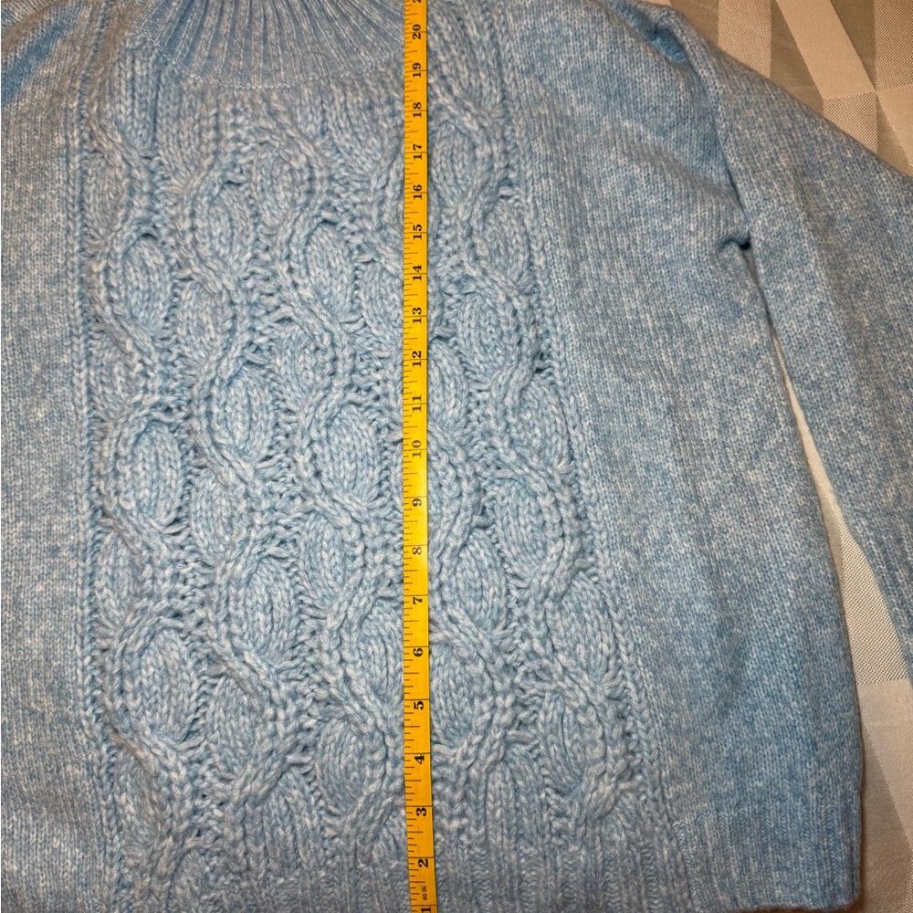 White House Black Market Light Blue Cable Knit Turtleneck Sweater - Picture 4 of 8